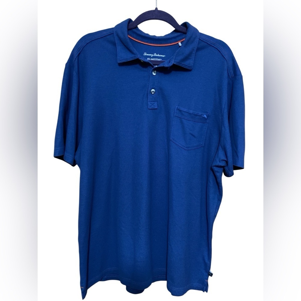 Tommy Bahama Men's Islandzone Blue Polo with Pocket, Size XL.